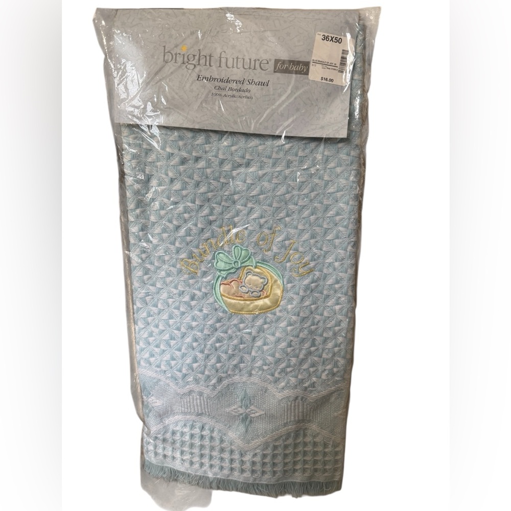 Vintage Bright Future Embroidered Baby Blanket NWT